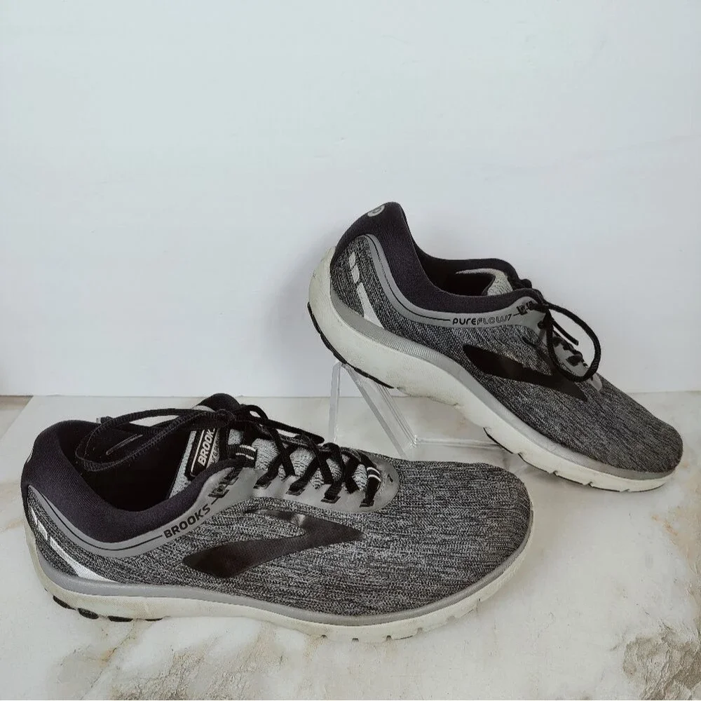 Brooks Men's PureFlow 7 Grey Black Running Shoes Athletic Sneakers, Sz 10.5